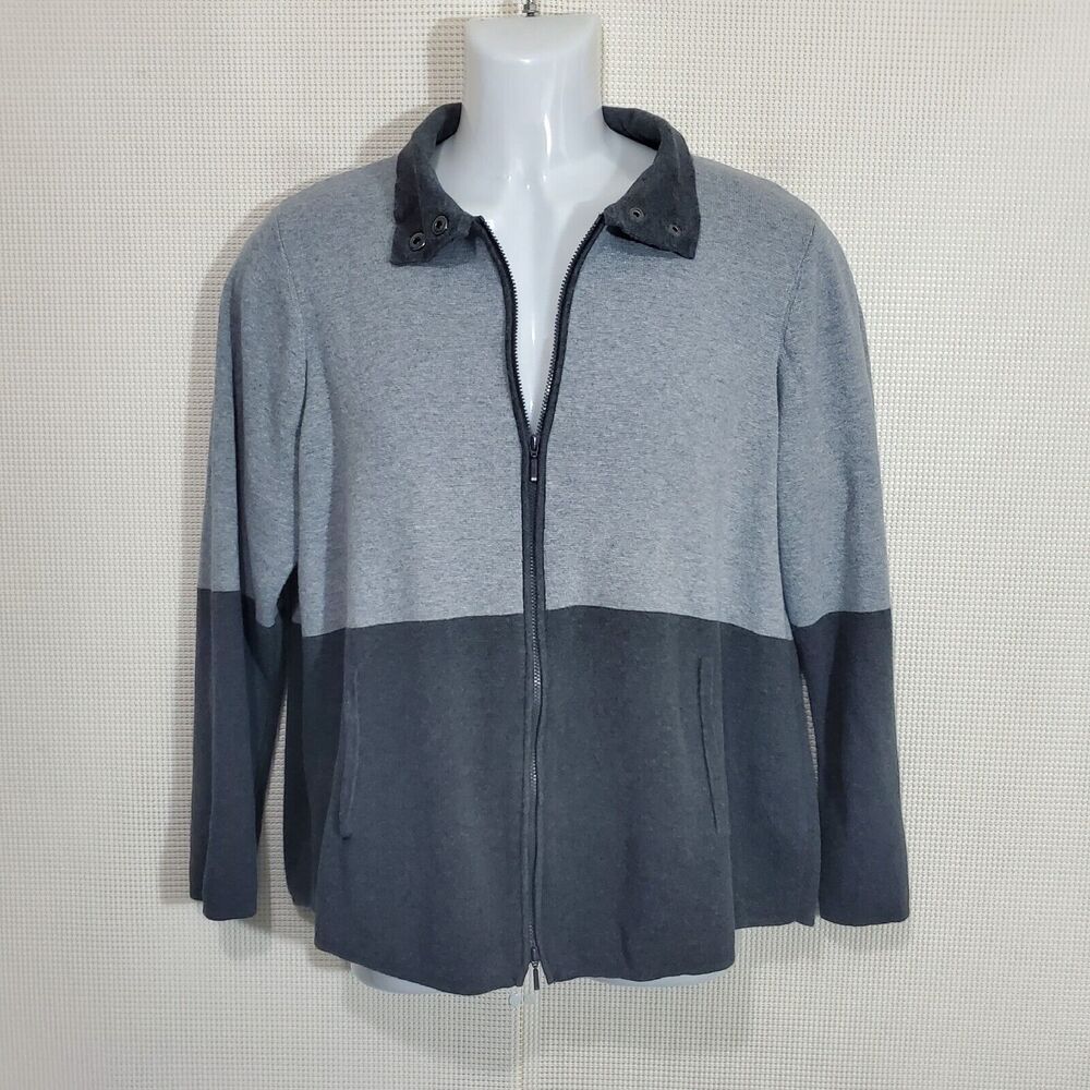 Belford Jacket XL Gray Zip Front Cardigan Sweater Pima Cotton Funnel Mock - Picture 4 of 9